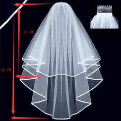 White Lace Bridal Costume Veils with Comb Short Two Layer Elegant Vintage Wedding Veil 60x80cm  for Bride Cosplay Costume Hair Accessor