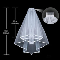 White Lace Bridal Costume Veils with Comb Short Two Layer Elegant Vintage Wedding Veil 60x80cm  for Bride Cosplay Costume Hair Accessor